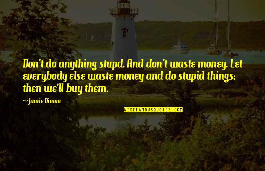 Banking's Quotes By Jamie Dimon: Don't do anything stupd. And don't waste money.