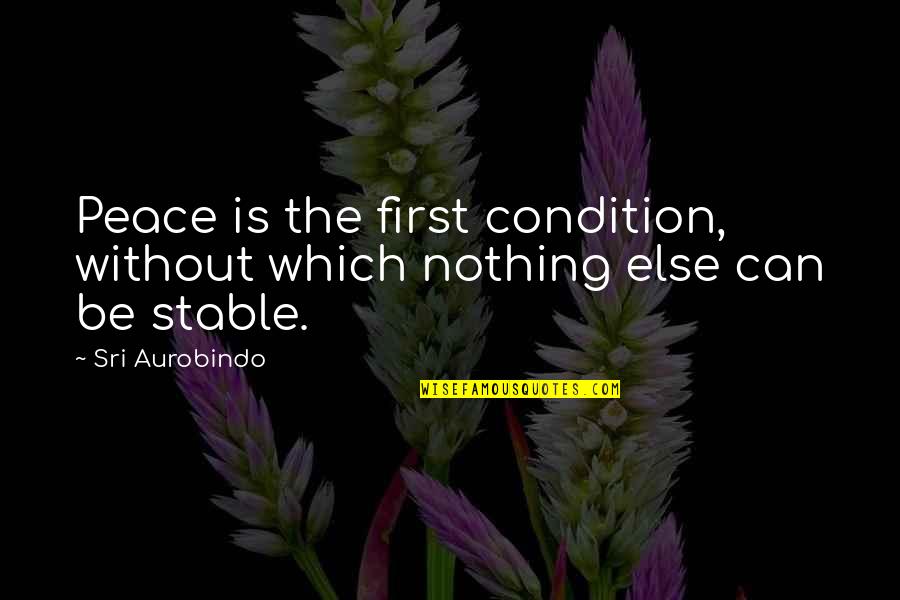 Bankorion Quotes By Sri Aurobindo: Peace is the first condition, without which nothing