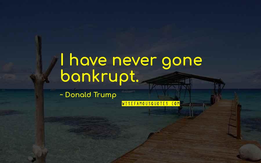 Bankrupt Quotes By Donald Trump: I have never gone bankrupt.