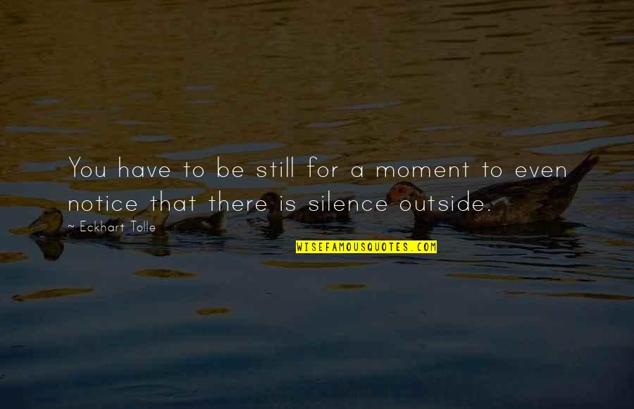 Banning Water Bottles Quotes By Eckhart Tolle: You have to be still for a moment