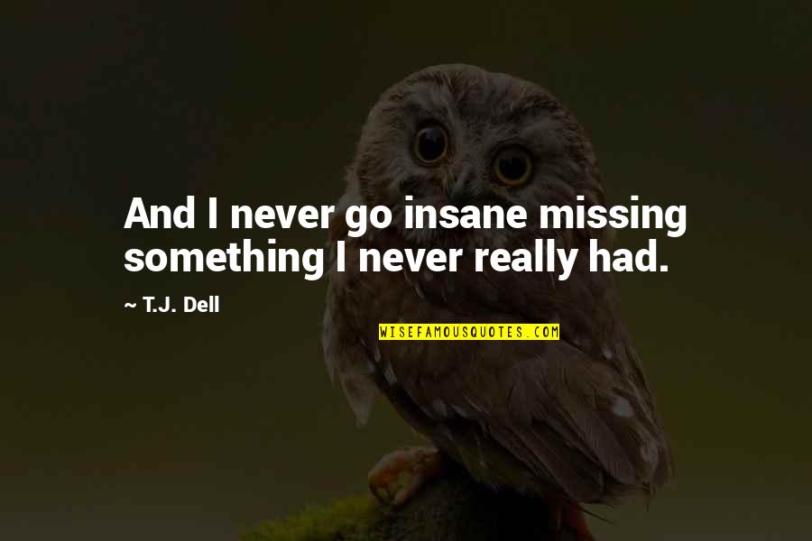 Bannow Ballymitty Quotes By T.J. Dell: And I never go insane missing something I