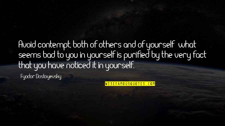 Banovich Gallery Quotes By Fyodor Dostoyevsky: Avoid contempt, both of others and of yourself: