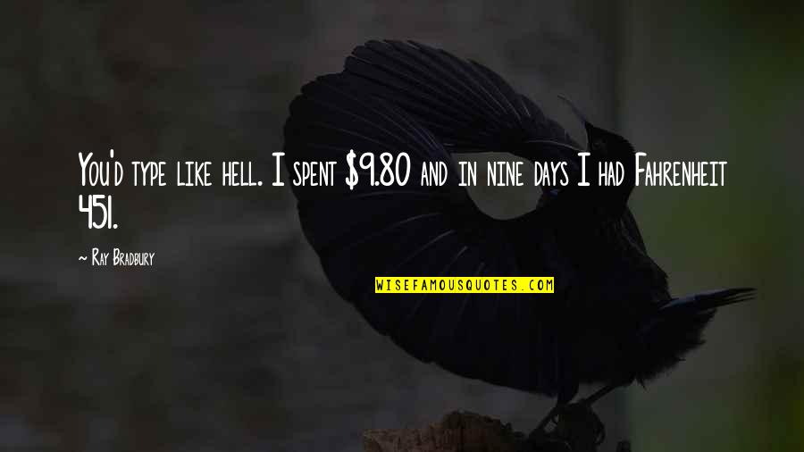 Banovits Vivienne Quotes By Ray Bradbury: You'd type like hell. I spent $9.80 and