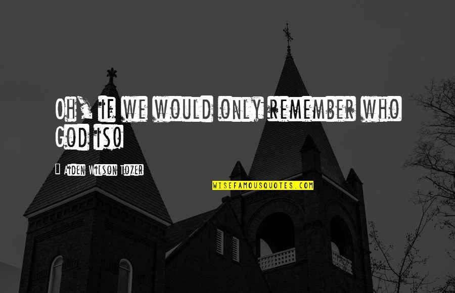 Banuti De Aur Quotes By Aiden Wilson Tozer: Oh, if we would only remember who God