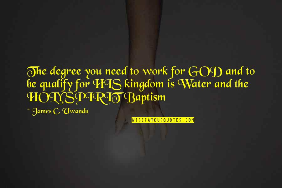 Baptism In The Holy Spirit Quotes By James C. Uwandu: The degree you need to work for GOD
