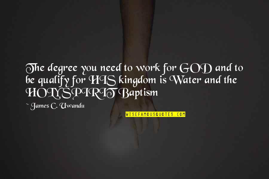 Baptism Of The Holy Spirit Quotes By James C. Uwandu: The degree you need to work for GOD