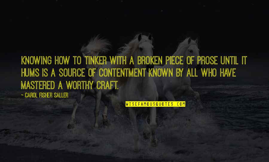 Baptist Pastor Quotes By Carol Fisher Saller: Knowing how to tinker with a broken piece