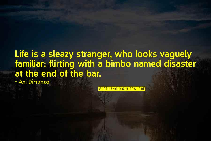 Bar Quotes By Ani DiFranco: Life is a sleazy stranger, who looks vaguely