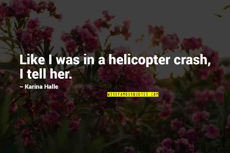 Bar Tray Quotes By Karina Halle: Like I was in a helicopter crash, I