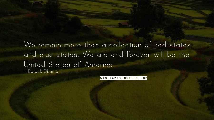 Barack Obama quotes: We remain more than a collection of red states and blue states. We are and forever will be the United States of America.
