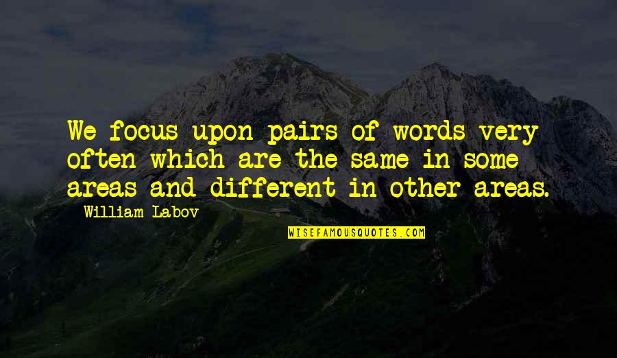 Baracs Telep L S Quotes By William Labov: We focus upon pairs of words very often Baracs Telep L S Quotes By William Labov: We focus upon pairs of words very often