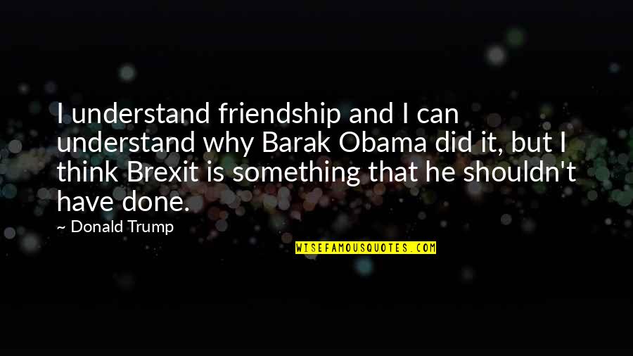 Barak Quotes By Donald Trump: I understand friendship and I can understand why