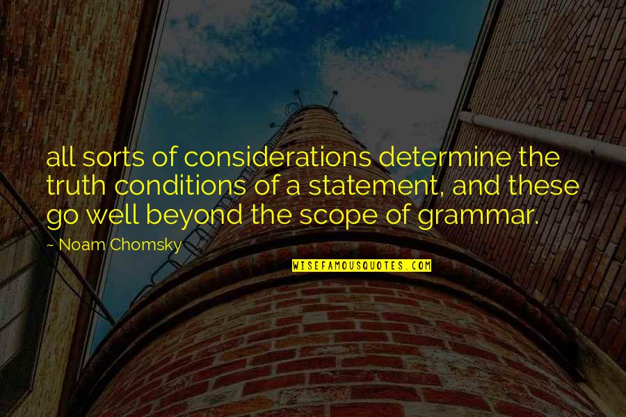 Barazzoni Cookware Quotes By Noam Chomsky: all sorts of considerations determine the truth conditions