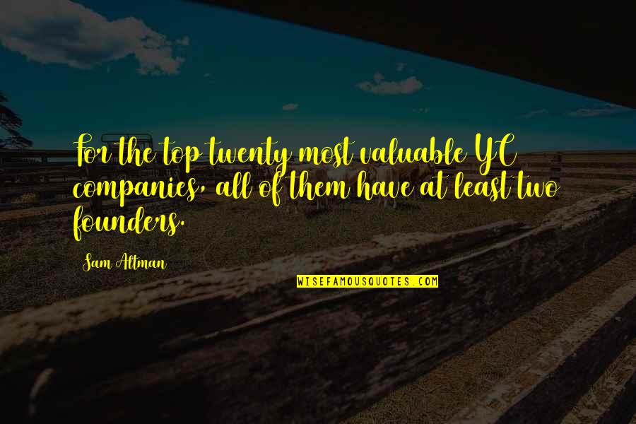 Barbara Arnwine Quotes By Sam Altman: For the top twenty most valuable YC companies,