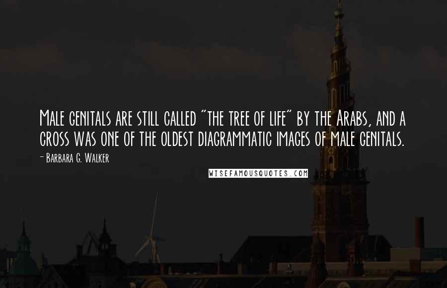 Barbara G. Walker quotes: Male genitals are still called "the tree of life" by the Arabs, and a cross was one of the oldest diagrammatic images of male genitals.