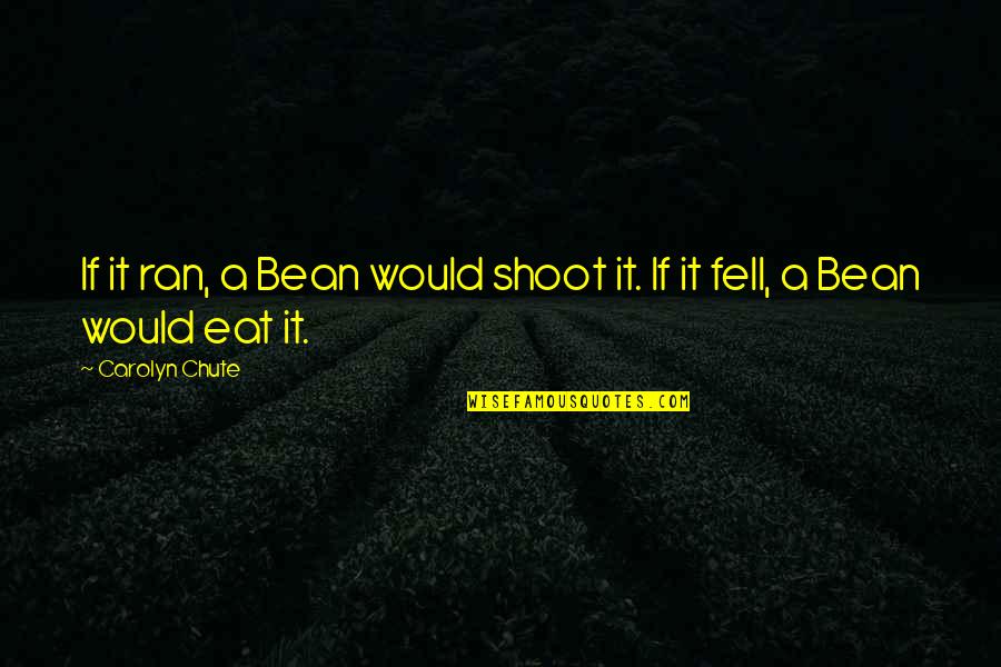 Barbara Minerva Quotes By Carolyn Chute: If it ran, a Bean would shoot it.