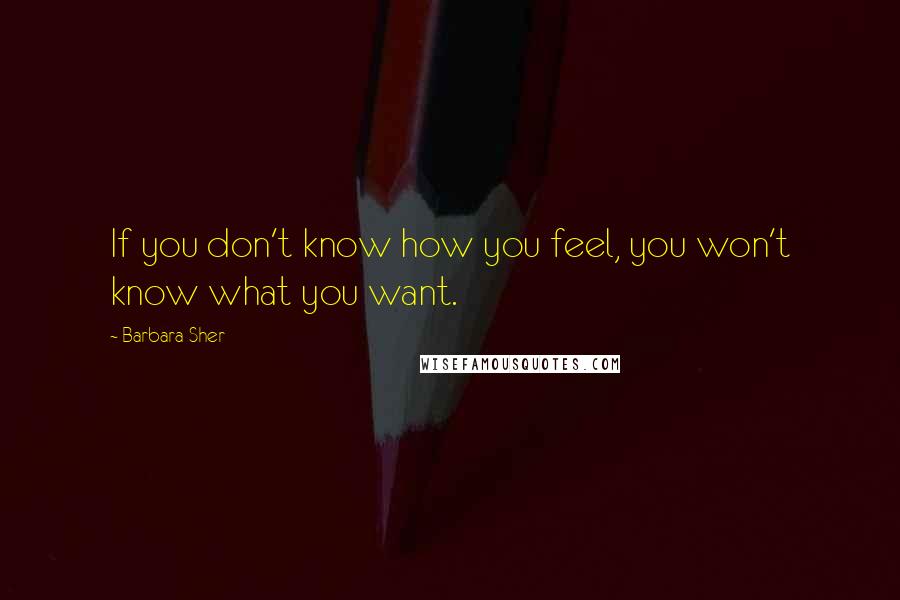 Barbara Sher quotes: If you don't know how you feel, you won't know what you want.