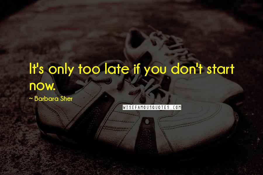 Barbara Sher quotes: It's only too late if you don't start now.