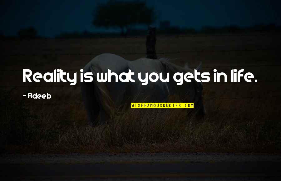Barbulescu Mihaela Quotes By Adeeb: Reality is what you gets in life.