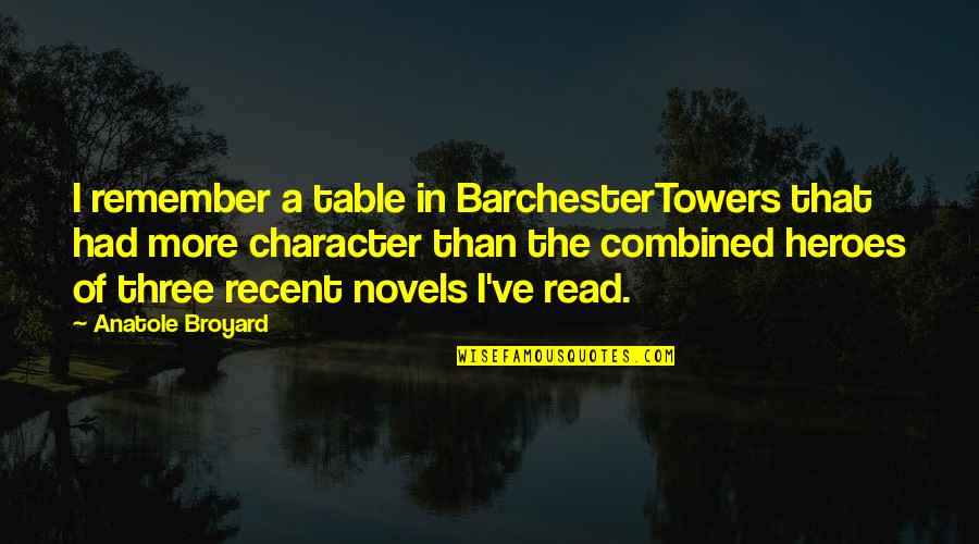 Barchestertowers Quotes By Anatole Broyard: I remember a table in BarchesterTowers that had