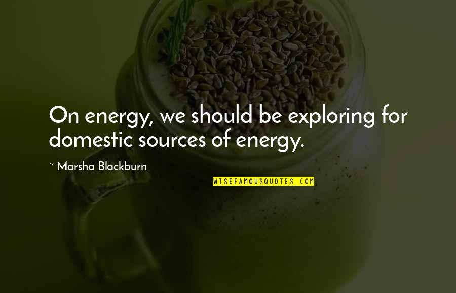 Barcia 2 Quotes By Marsha Blackburn: On energy, we should be exploring for domestic