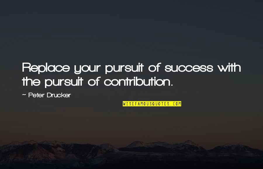Bardeen School Quotes By Peter Drucker: Replace your pursuit of success with the pursuit