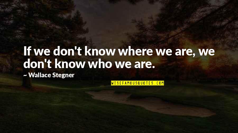 Barefields Quotes By Wallace Stegner: If we don't know where we are, we
