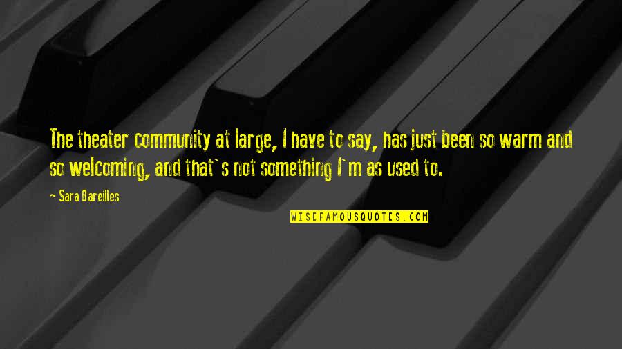 Bareilles Quotes By Sara Bareilles: The theater community at large, I have to Bareilles Quotes By Sara Bareilles: The theater community at large, I have to