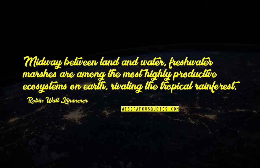 Barely Dating Quotes By Robin Wall Kimmerer: Midway between land and water, freshwater marshes are Barely Dating Quotes By Robin Wall Kimmerer: Midway between land and water, freshwater marshes are