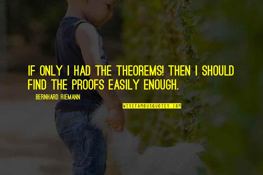 Bariki Body Quotes By Bernhard Riemann: If only I had the Theorems! Then I