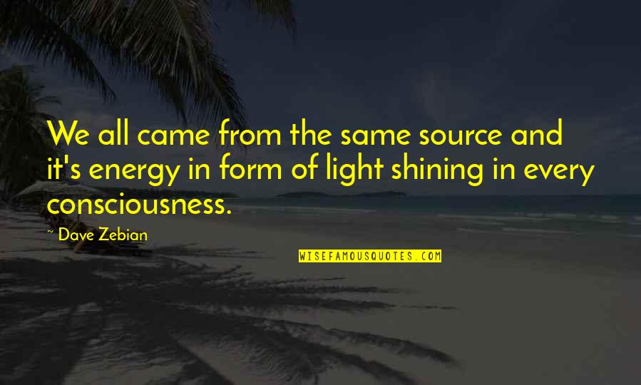 Bariton Quotes By Dave Zebian: We all came from the same source and