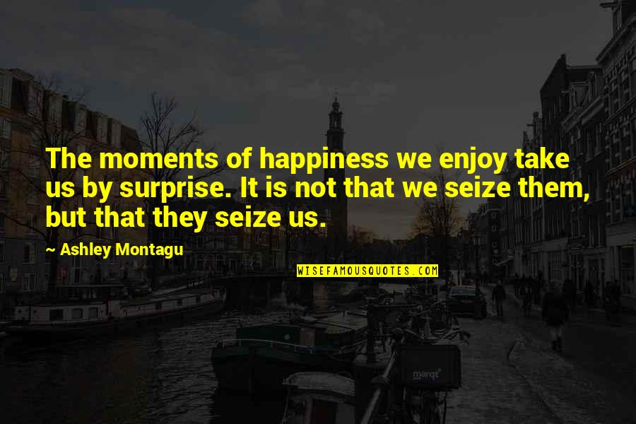 Barjona Quotes By Ashley Montagu: The moments of happiness we enjoy take us