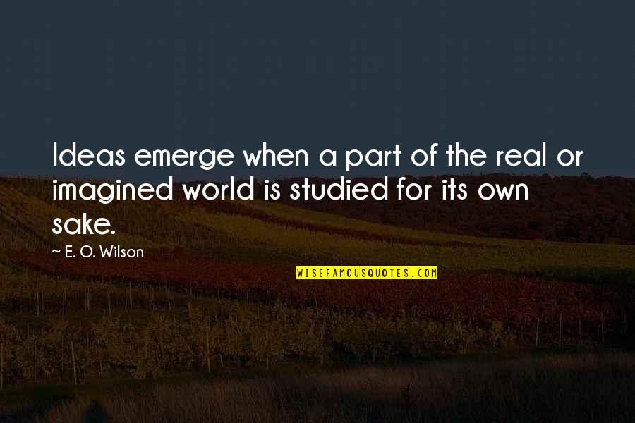 Barkation Quotes By E. O. Wilson: Ideas emerge when a part of the real