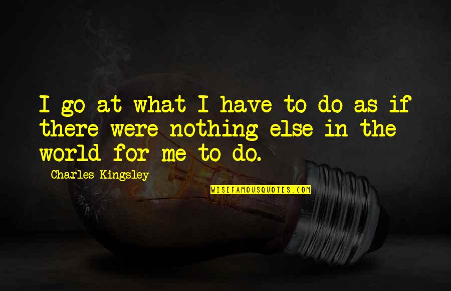Barkey Youtube Quotes By Charles Kingsley: I go at what I have to do