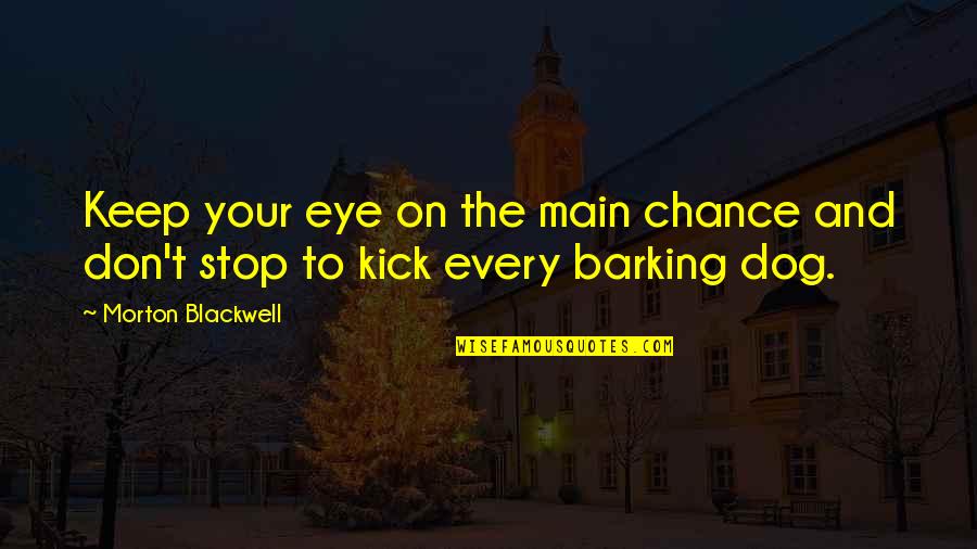 Barking Up Quotes By Morton Blackwell: Keep your eye on the main chance and