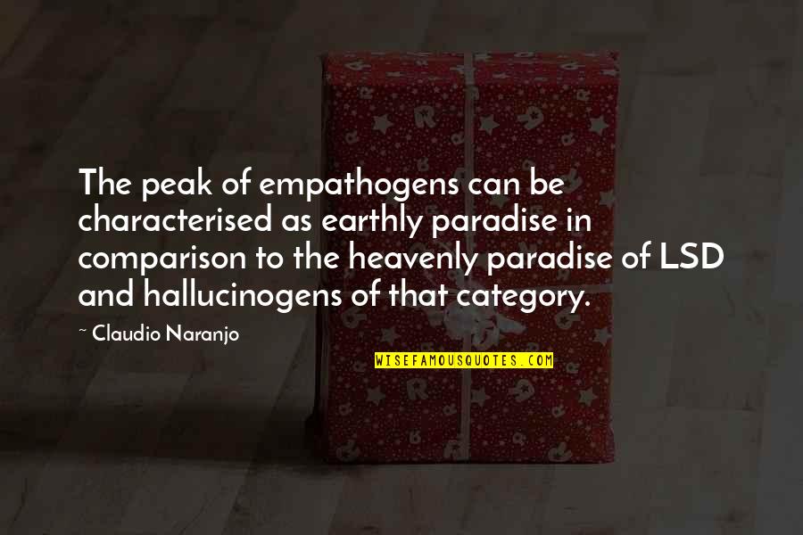 Barli Asmara Quotes By Claudio Naranjo: The peak of empathogens can be characterised as Barli Asmara Quotes By Claudio Naranjo: The peak of empathogens can be characterised as