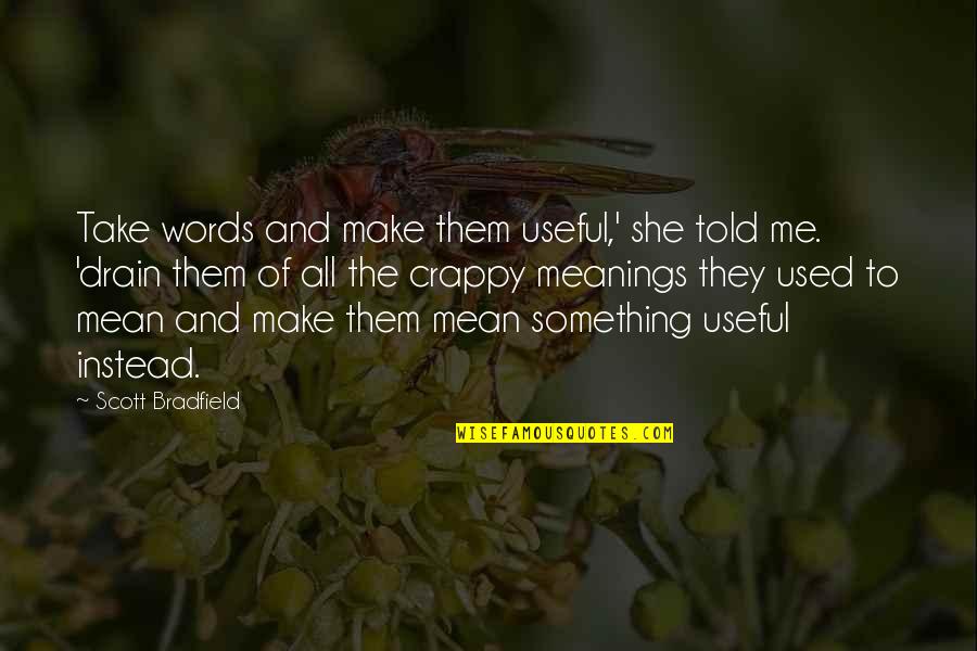 Barmageddon Quotes By Scott Bradfield: Take words and make them useful,' she told Barmageddon Quotes By Scott Bradfield: Take words and make them useful,' she told
