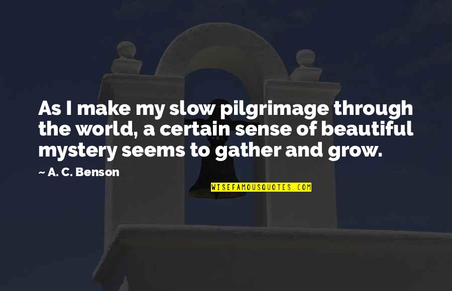 Barmaid's Quotes By A. C. Benson: As I make my slow pilgrimage through the