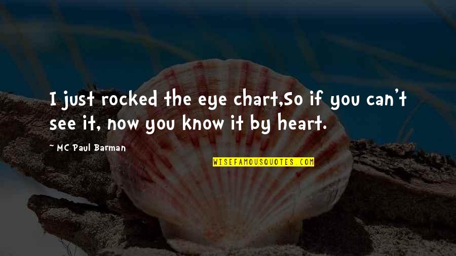 Barman's Quotes By MC Paul Barman: I just rocked the eye chart,So if you
