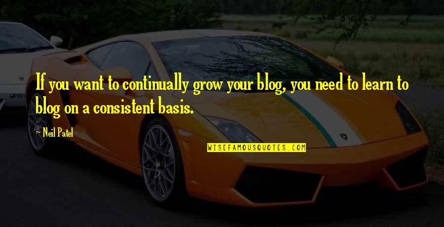 Barn Burning Quotes By Neil Patel: If you want to continually grow your blog,