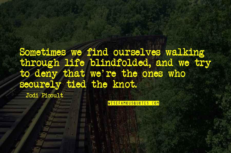 Barn Raising Quotes By Jodi Picoult: Sometimes we find ourselves walking through life blindfolded,