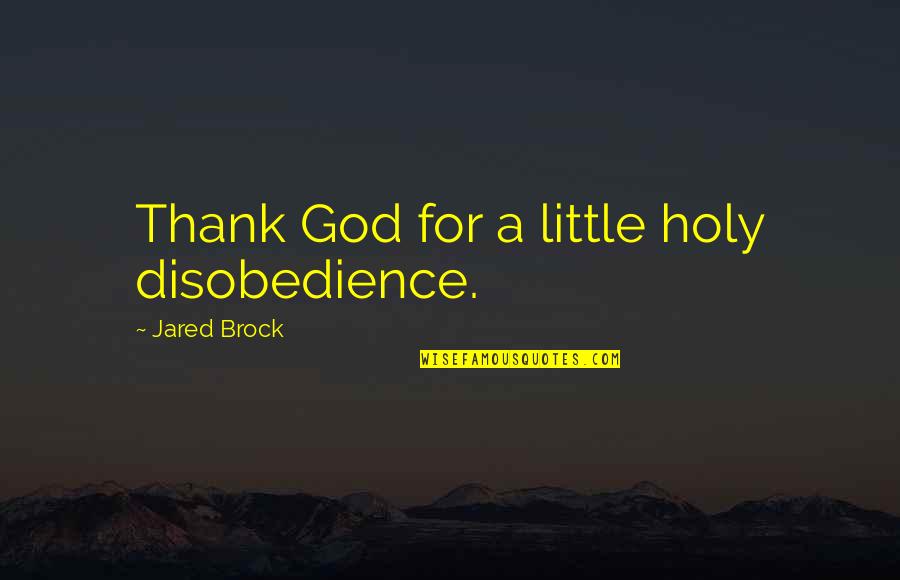 Barns Courtney Quotes By Jared Brock: Thank God for a little holy disobedience.