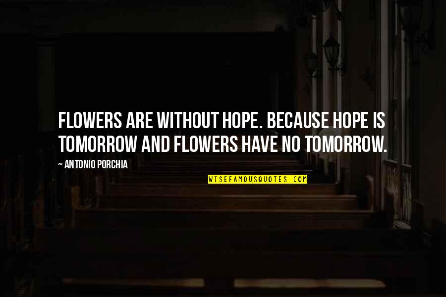 Barometer Rising Quotes By Antonio Porchia: Flowers are without hope. Because hope is tomorrow