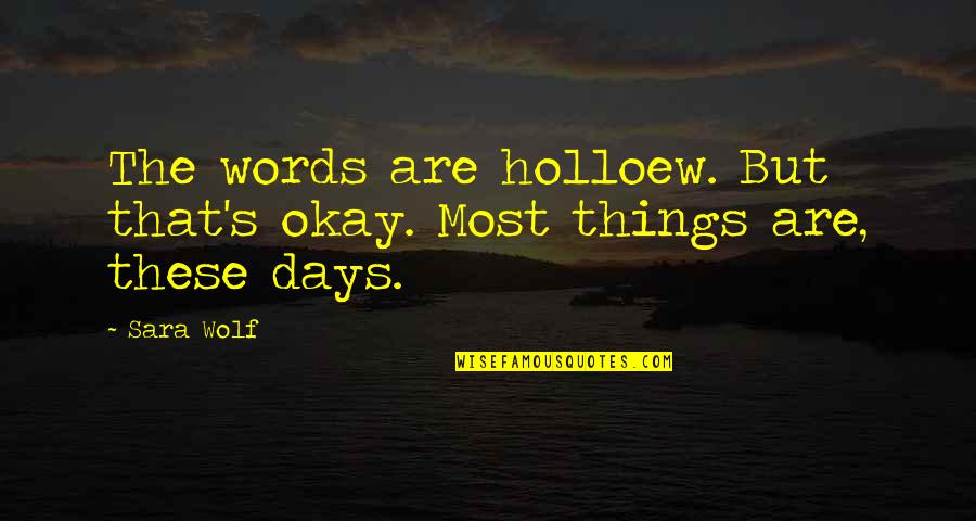 Barrelling Forward Quotes By Sara Wolf: The words are holloew. But that's okay. Most