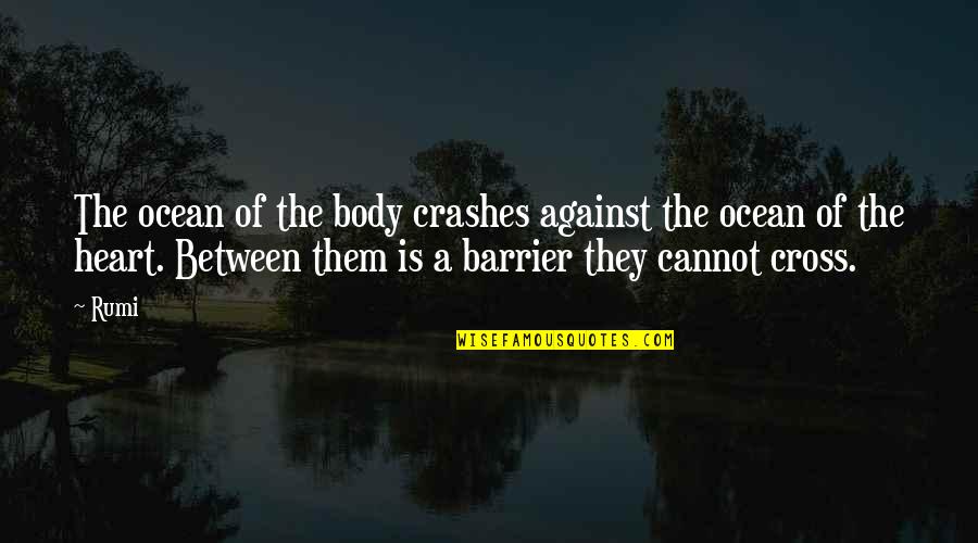 Barrier Between Us Quotes By Rumi: The ocean of the body crashes against the