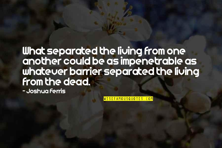 Barrier Quotes By Joshua Ferris: What separated the living from one another could