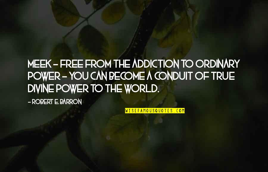 Barron Quotes By Robert E. Barron: Meek - free from the addiction to ordinary