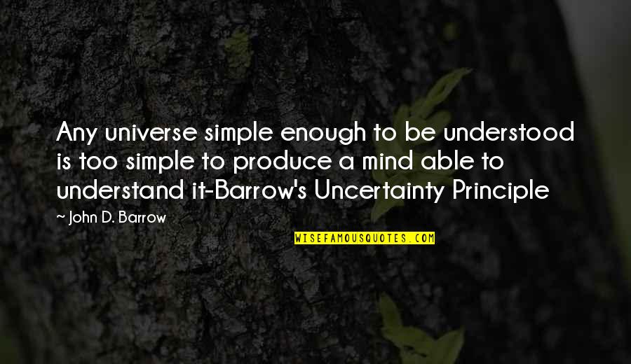 Barrow Quotes By John D. Barrow: Any universe simple enough to be understood is