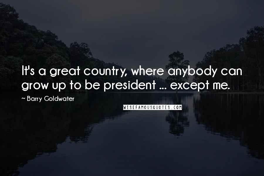 Barry Goldwater quotes: It's a great country, where anybody can grow up to be president ... except me.