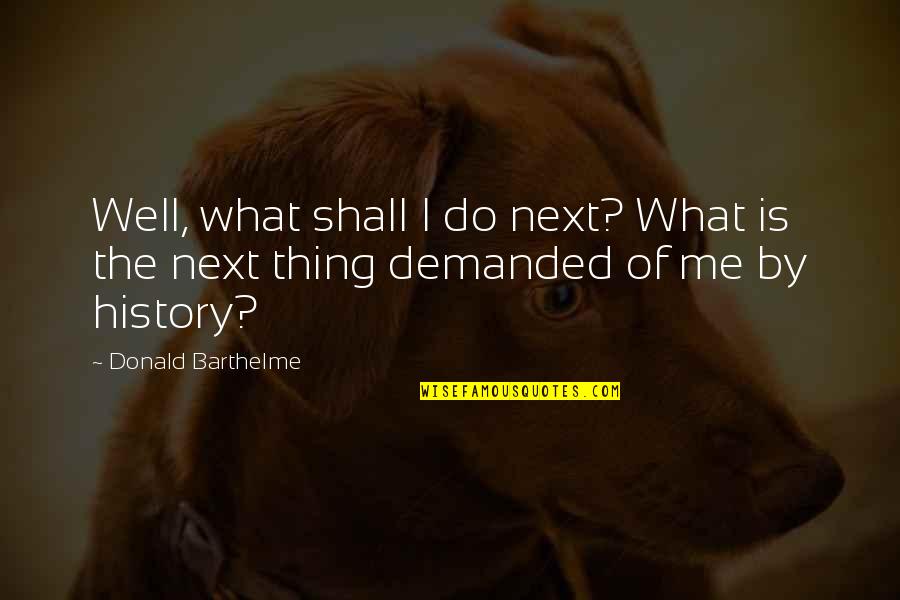 Barthelme Quotes By Donald Barthelme: Well, what shall I do next? What is